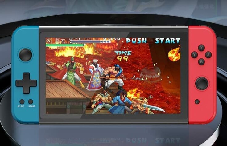 Group of friends enjoying Powkiddy X70 HD Retro Handheld Game Console