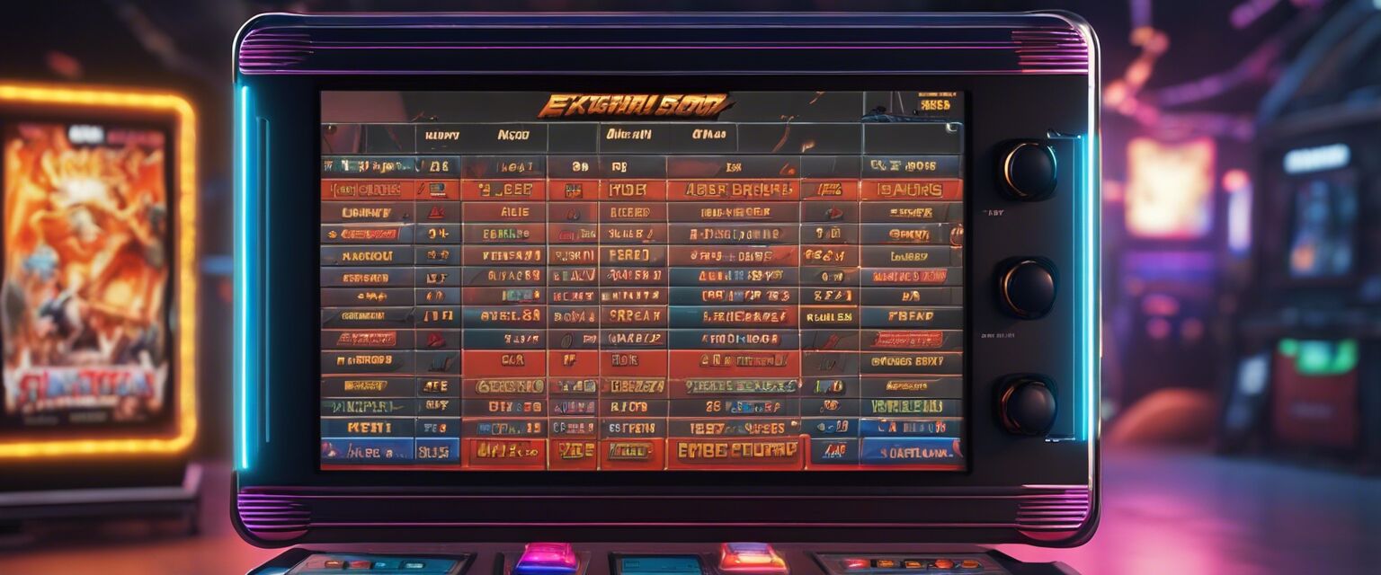 Game list on a portable arcade machine