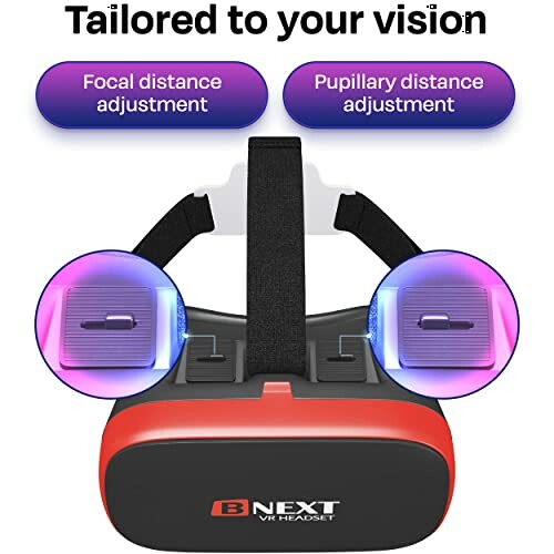 Bnext VR headset with focal and pupillary distance adjustment features.