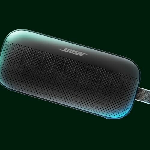 Bose portable speaker on dark background