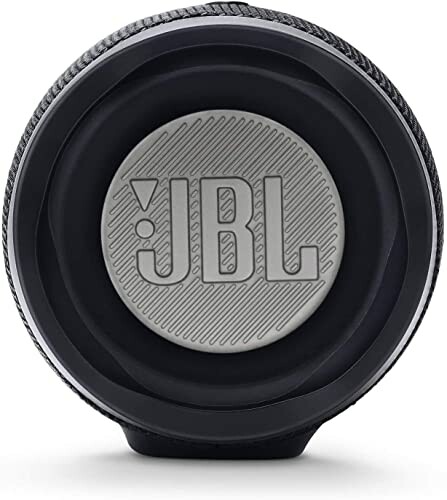 Base of a JBL Bluetooth speaker with logo