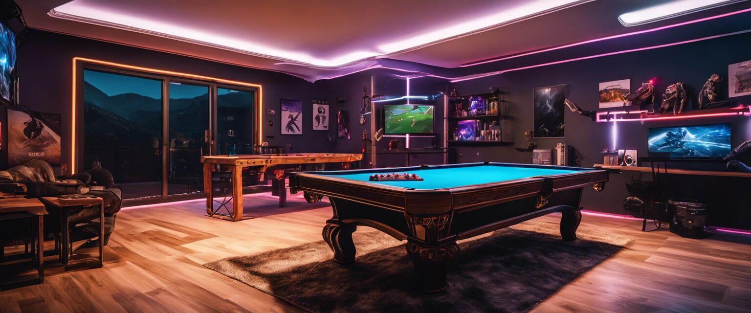 LED lighting in a game room