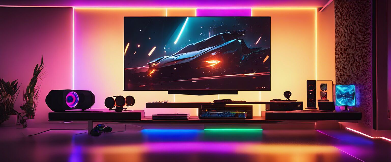 LED lighting setup in a gaming room