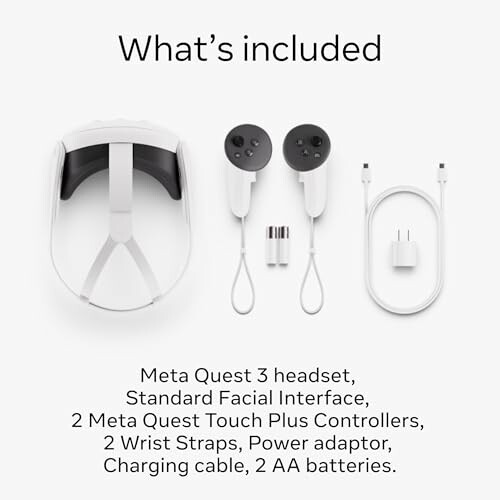 Meta Quest 3 headset and accessories included in the package.