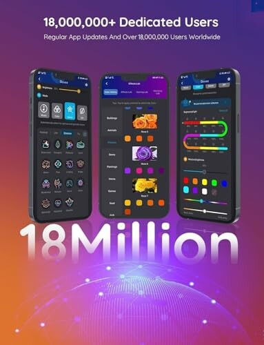 Mobile app interface with 18 million users worldwide.