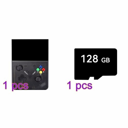 Portable gaming console and 128 GB memory card.