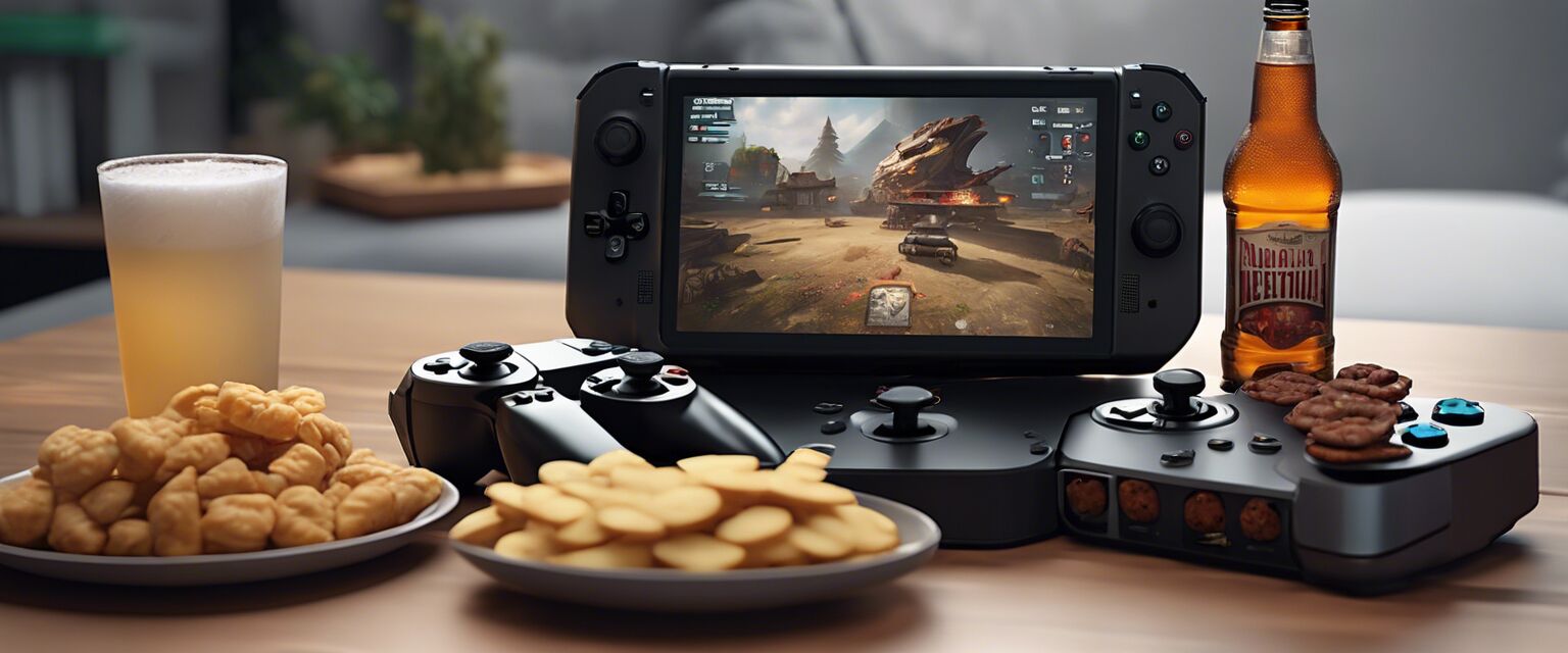 Portable gaming console in use