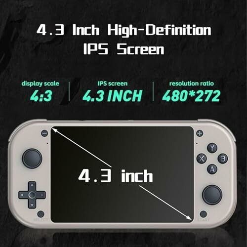 4.3 inch high-definition IPS screen portable gaming console.