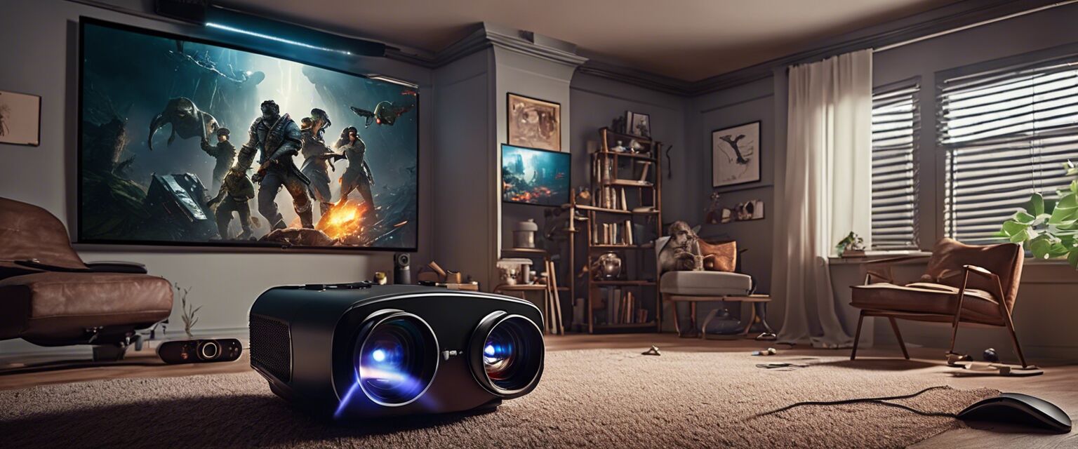 Portable projector setup in a game room