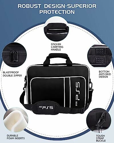 Protective carrying case for PS5 with robust design and features