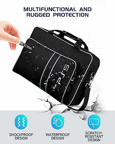 Multifunctional PS5 carrying case with shockproof, waterproof, and scratch-resistant design