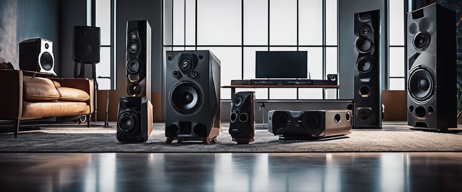 Showcase of portable sound systems and speakers
