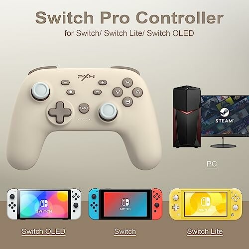 Switch Pro Controller with Switch and PC compatibility options displayed.