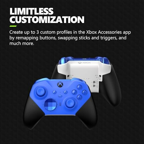 Xbox controller with customization options highlighted.